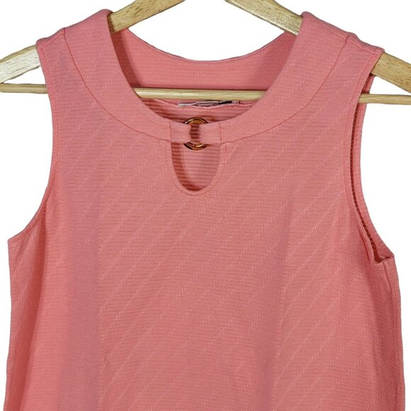 2/$15 Pendleton Modal Top Pink Coral XS Textured Round Neck Sleeveless Keyhole - Picture 2 of 6